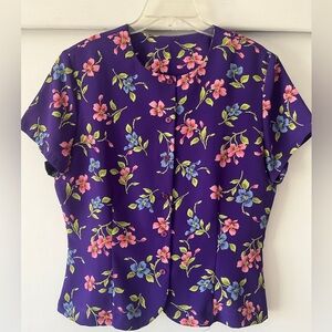 Vibrant Floral Women's Blouse in Purple